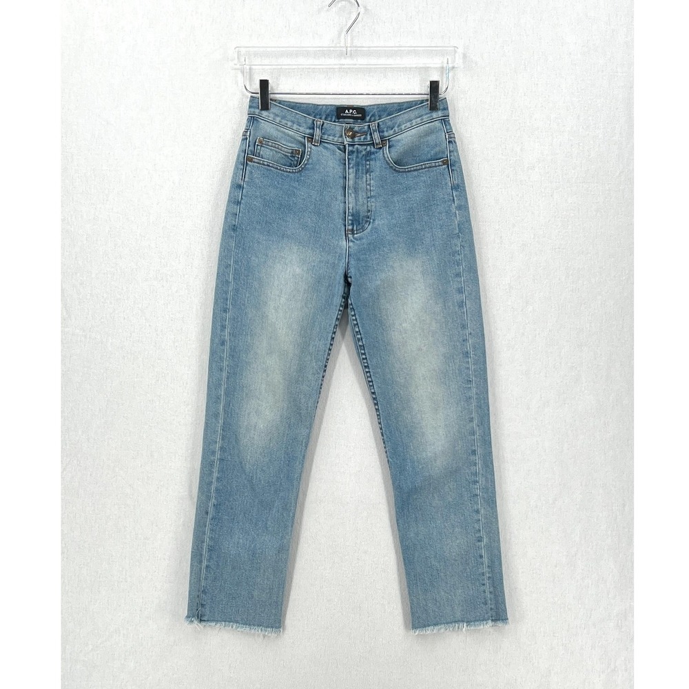 A.P.C. Mid Rise Straight Jeans Womens 26 Light Wash Raw Hem APC